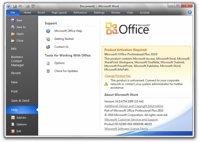Microsoft Office 2010 Product Key