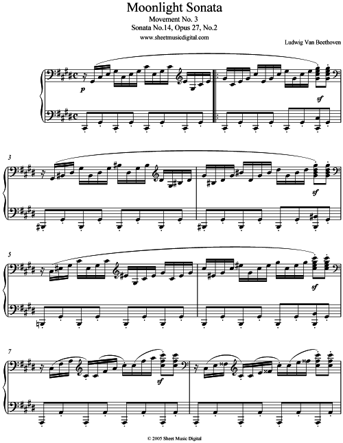 Beethoven Moonlight Sonata Sheet Music Free