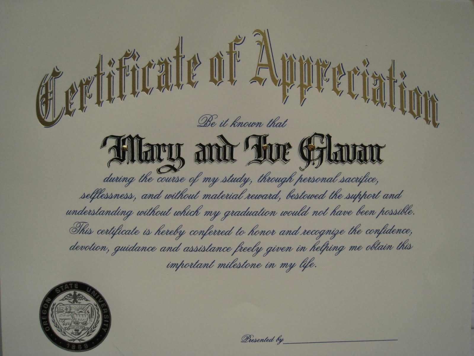 Certificate Of Appreciation Sample Format
