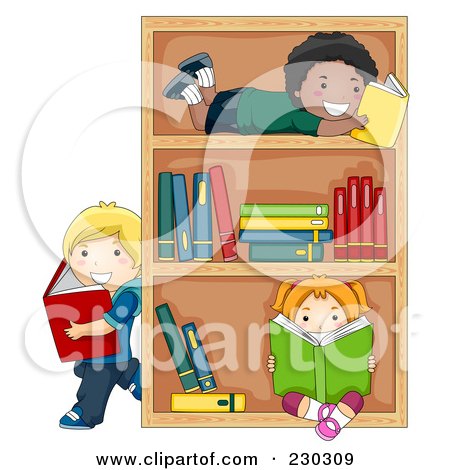 Children Reading Books Clip Art