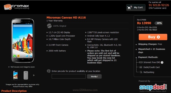 Micromax Canvas 2 Hd A116 User Reviews