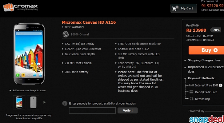 Micromax Canvas Hd A116 Black Review