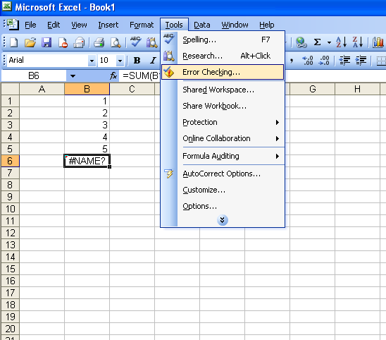 Microsoft Excel 2003 Parts