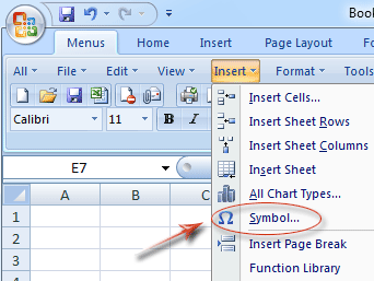Microsoft Excel Symbols List