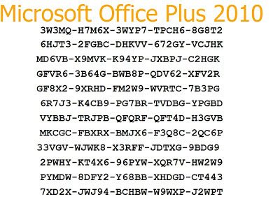 Microsoft Office 2010 Professional Plus Product Key List