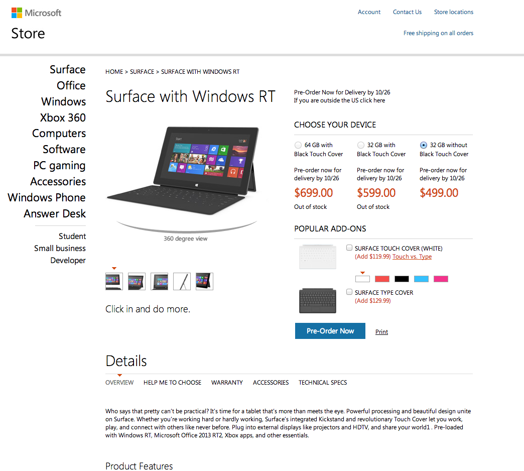 Microsoft Surface Rt 64gb