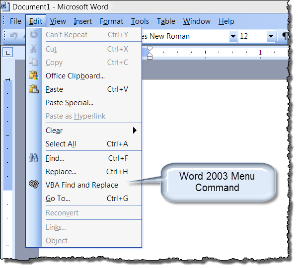 Microsoft Word 2003 Interface