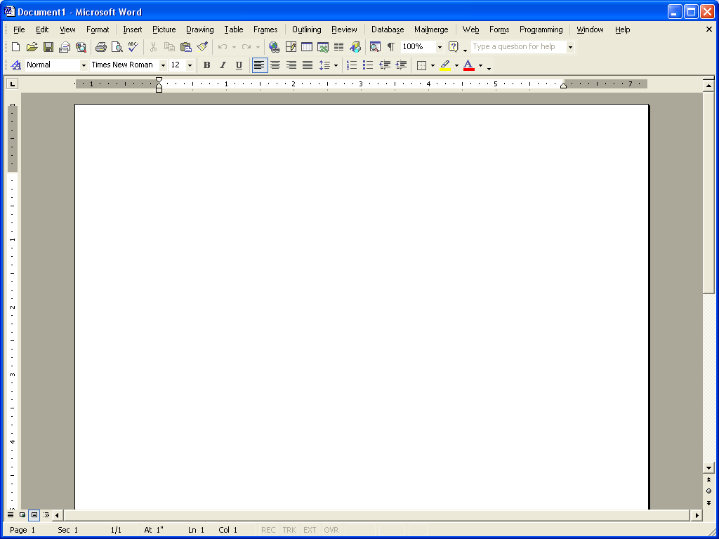 Microsoft Word 2003 Toolbar Missing