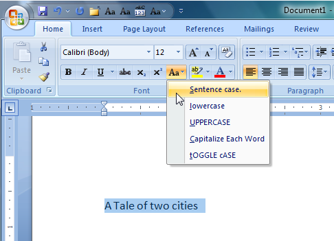 Microsoft Word 2007 Environment With Label