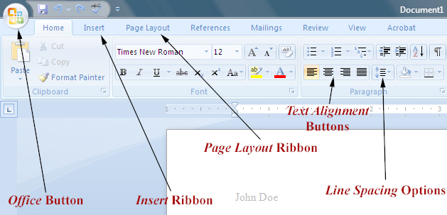 Microsoft Word 2007 Parts