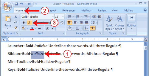 Microsoft Word 2007 Parts And Their Functions