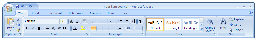 Microsoft Word 2007 Ribbon