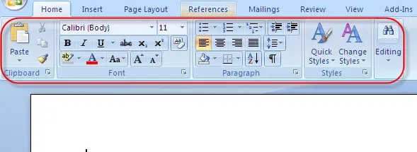 Microsoft Word 2007 Ribbon Layout