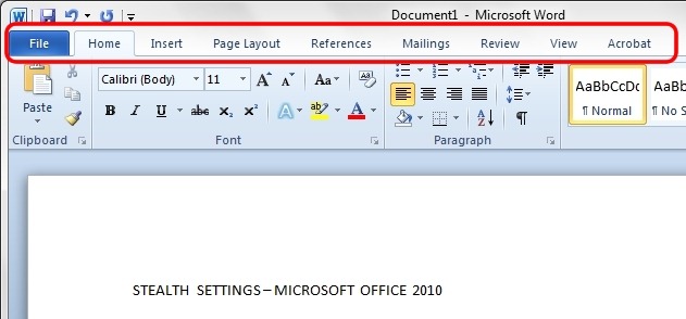 Microsoft Word 2010 Ribbon Layout