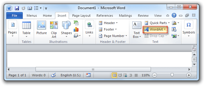 Microsoft Word 2010 Ribbon Tabs