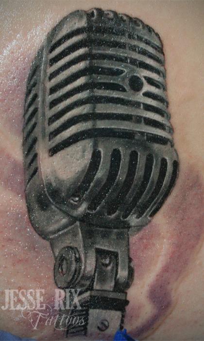 Music Microphone Tattoo Designs
