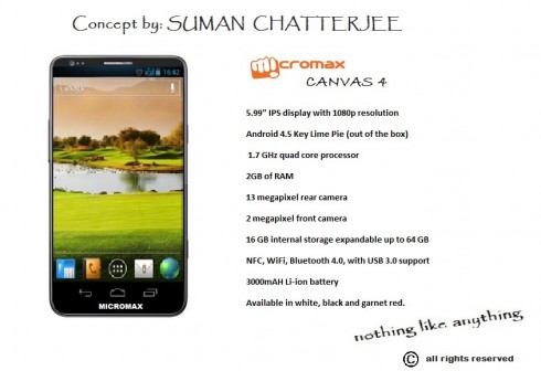 New Micromax Canvas 4 Price In India