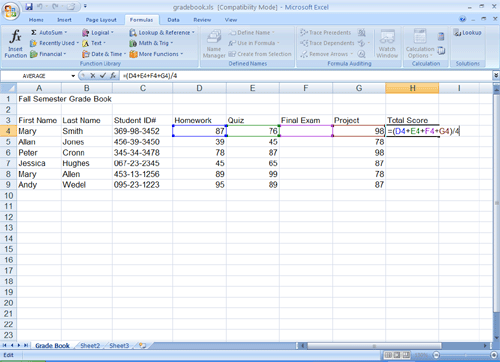 Parts Of Microsoft Excel 2007 Environment