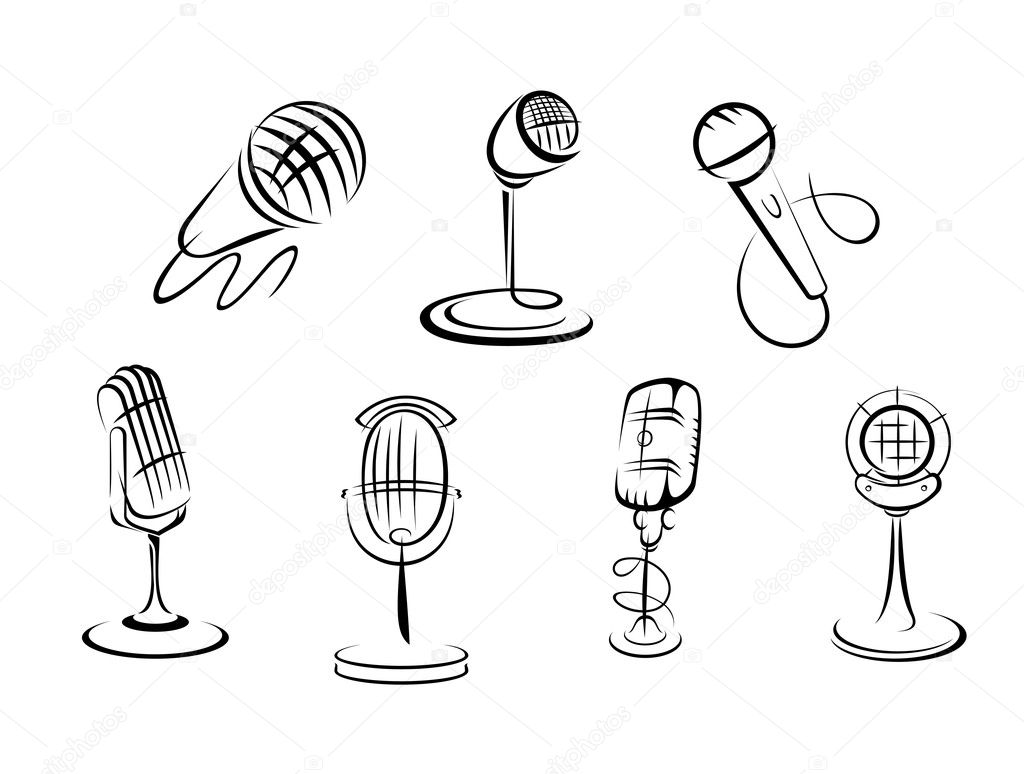 Vintage Microphone Drawing