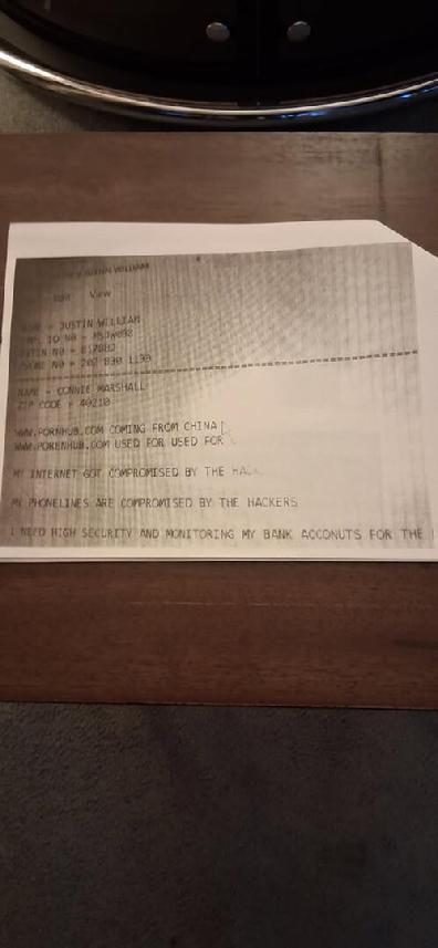 This Information appeared on the Screen regarding the Microsoft Impersonator
